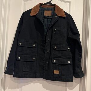 Ralph Lauren Black Jean Jacket with Tan Suede Collar